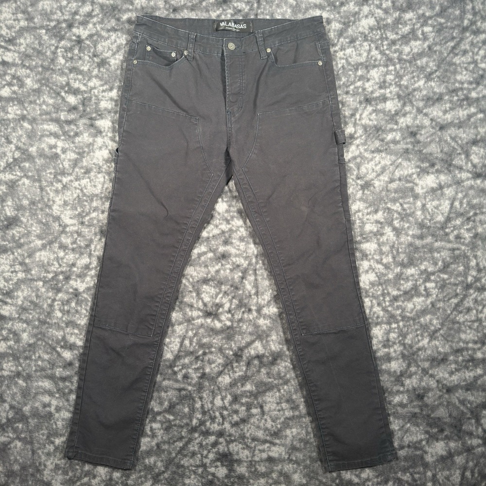 Valabasas Double Knee Jeans Mens 36 Black Work Wear Pants Dark Wash Slim Leg
